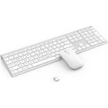 RRP £35.99 Wireless Rechargeable Keyboard and Mouse Set, 2.4G USB Keyboard Mouse, Ultra Slim Full