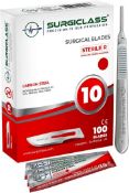 RRP £375 Set of 25 x Surgical Scalpel Surgical Blades # 10 Carbon Steel Sterile Box of 100 and