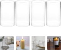RRP £40 Set of 4 x IMIKEYA 4pcs Clear Glass Shade Clear Cylinder Glass Lamp Shade