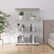 RRP £249 Beauty4U 3-Shelf Glass Display Cabinet, 49" Double Door Showcase Cabinet w/Wood Floor