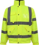 RRP £24.99 Grunge Wear® Hi Vis Viz Bomber Jacket High Visibility Workwear Safety Security Hooded