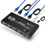 RRP £26.99 KVM Switch HDMI Box 4K 60Hz, Mikeric USB Switch 2 computers, HDMI Cables and USB Cables