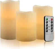 RRP £130, Set of 10 x VETOUR 3-Pieces Flameless LED Candles with Remote