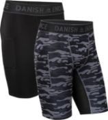 RRP £38.99 DANISH ENDURANCE Compression Shorts, Running, Gym & Workout, Quick Dry, for Men, 2-