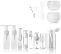 RRP £120 Set of 8 x Clear Plastic Empty Containers for toiletries 13PCS - TSA Approved Airline