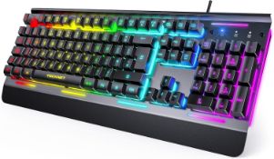 RRP £34.99 TECKNET Mechanical Gaming Keyboard, 15 RGB Backlit Mechanical Keyboard Wired, 105 Keys