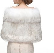 RRP £60 Set of 3 x Keivvsh Wedding Women Faux Fox Fur Wraps Shawls Stoles Cape Shrug for Bridal