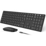 RRP £47.99 seenda Rechargeable Wireless Bluetooth Keyboard and Mouse Set, Multi - Device Ultra