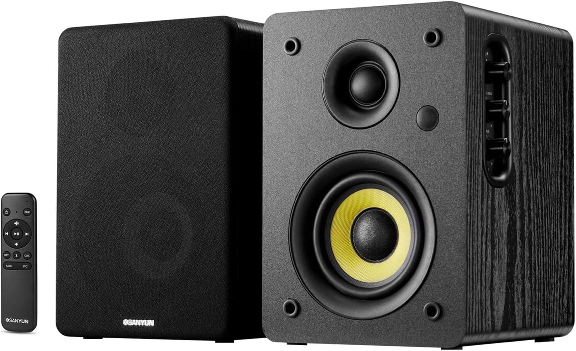 RRP £129 Sanyun SW206 80W Active Dual-Mode Bookshelf Speakers, 4inch Studio Monitor and HiFi Mode,