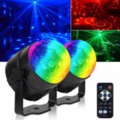 2-Pack Disco Lights, 360°Rotation Sound Activated Disco Ball Lights with 4M/13ft USB Power Cable, 3W