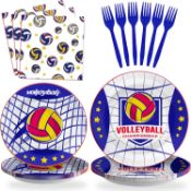 Lot of 10 x SCIONE 96PCS Volleyball Paper Plates Reusable Party Tableware Set Includes Paper