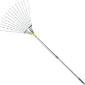 Jardineer 160cm Garden Leaf Rake, Telescopic Leaf Rake for Gardening, Adjustable Lawn Rake Head from