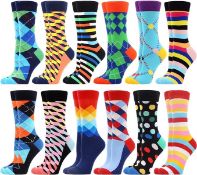 RRP £20.99 WeciBor 12 Pairs Women's Men's Funny Casual Combed Cotton Socks 12 Pack - colours may