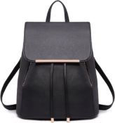 RRP £22.99 Miss Lulu Backpack Womens Fashion Backpack Black Ladies PU Leather Waterproof Daypack