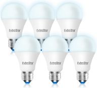 RRP £30 Set of 3 x 6-Pack EXTRASTAR 10W E27 LED Light Bulbs, A60 Cool White 6500K Daylight, 800lm,