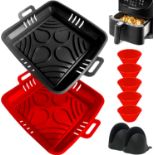 RRP £60 Set of 4 x moleath 22CM Silicone Air Fryer Liners, Reusable BPA-Free Air Fryer Accessories
