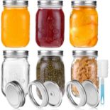 YUEYEE Glass Mason Jars with Lids,Food Storage Jars 16oz / 450ml for Homemade Food Preserving Jam