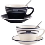 RRP £18.99 N+B Porcelain Cappuccino Cups with Saucers and Spoon,Coffee,Tea Cup - 250 ml/8.8 oz - Set