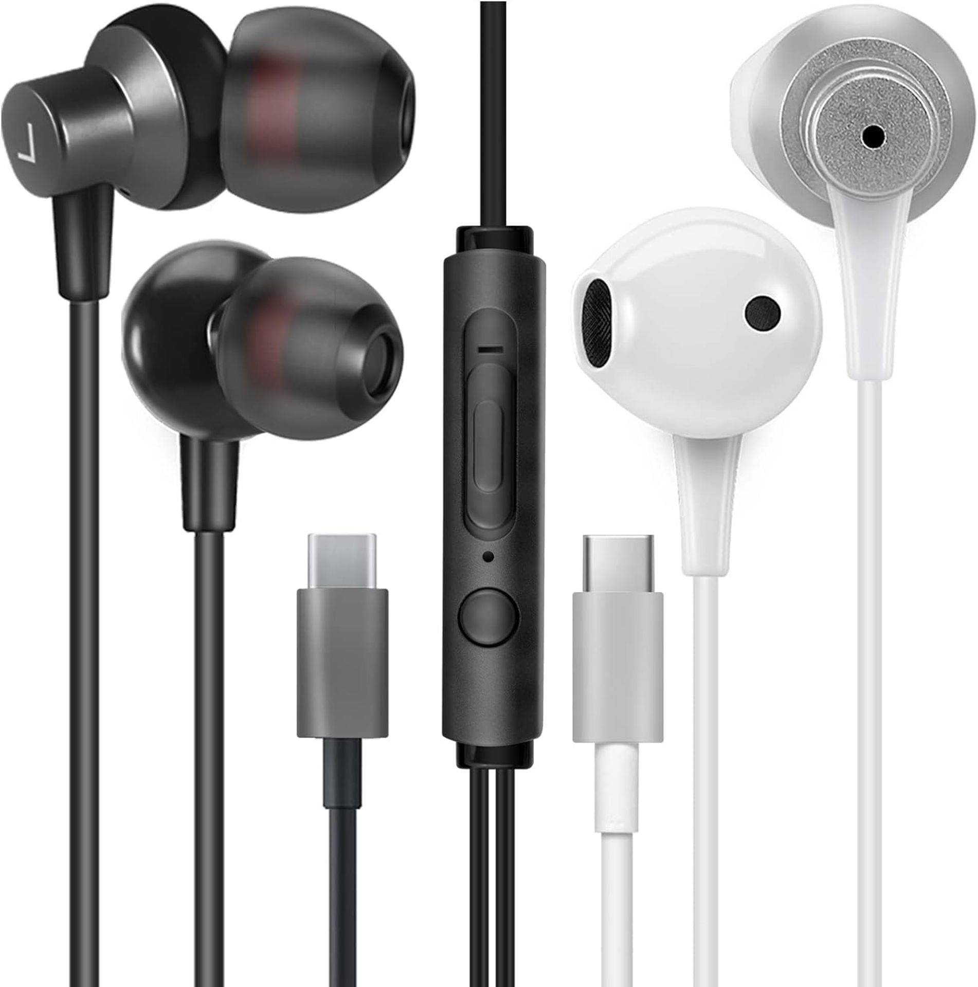 RRP £100 Set of 10 x MAS CARNEY [Pack of 2 Wired USB Type C Headphones TI3/TH4 In Ear Earphones with