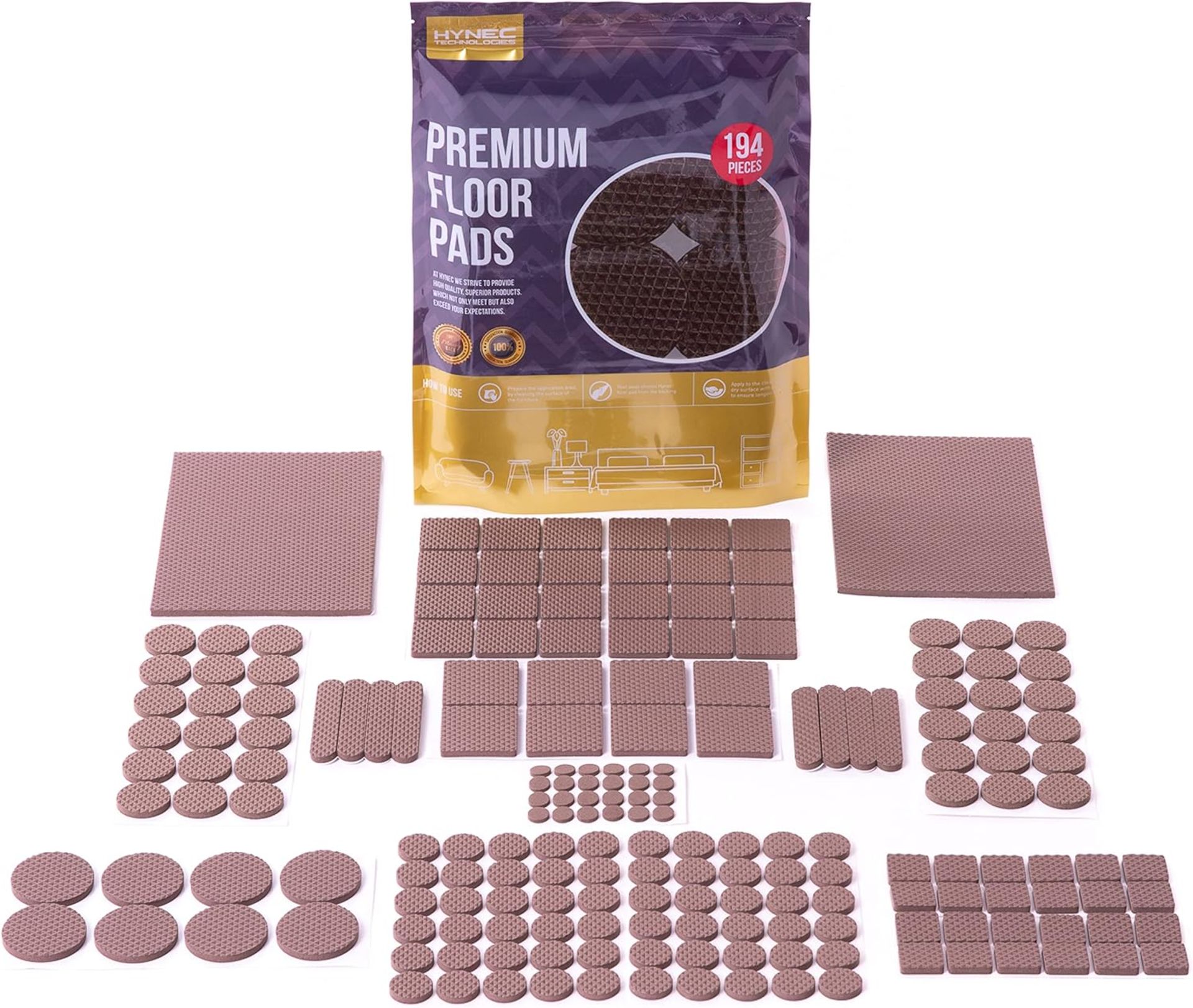 RRP £56 Set of 8 x Felt Pads | Furniture Pads | Felt Pads For Furniture - 194 Pieces, 9 Shapes &