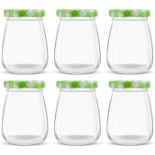 RRP £36 Set of 3 x Danmu Art 6pcs 100ml Clear Glass Bottles with Pretty Green Gingham Lids Small