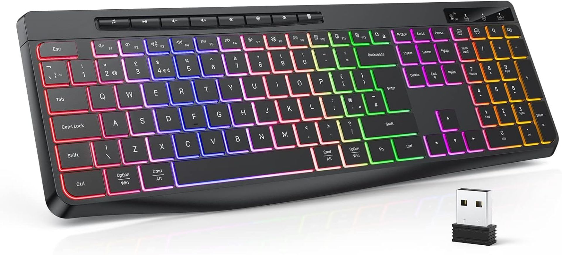 RRP £28.99 TECURS Wireless Keyboard QWERTY UK Layout, 2.4G Wireless Gaming Keyboard, LED Backlit,