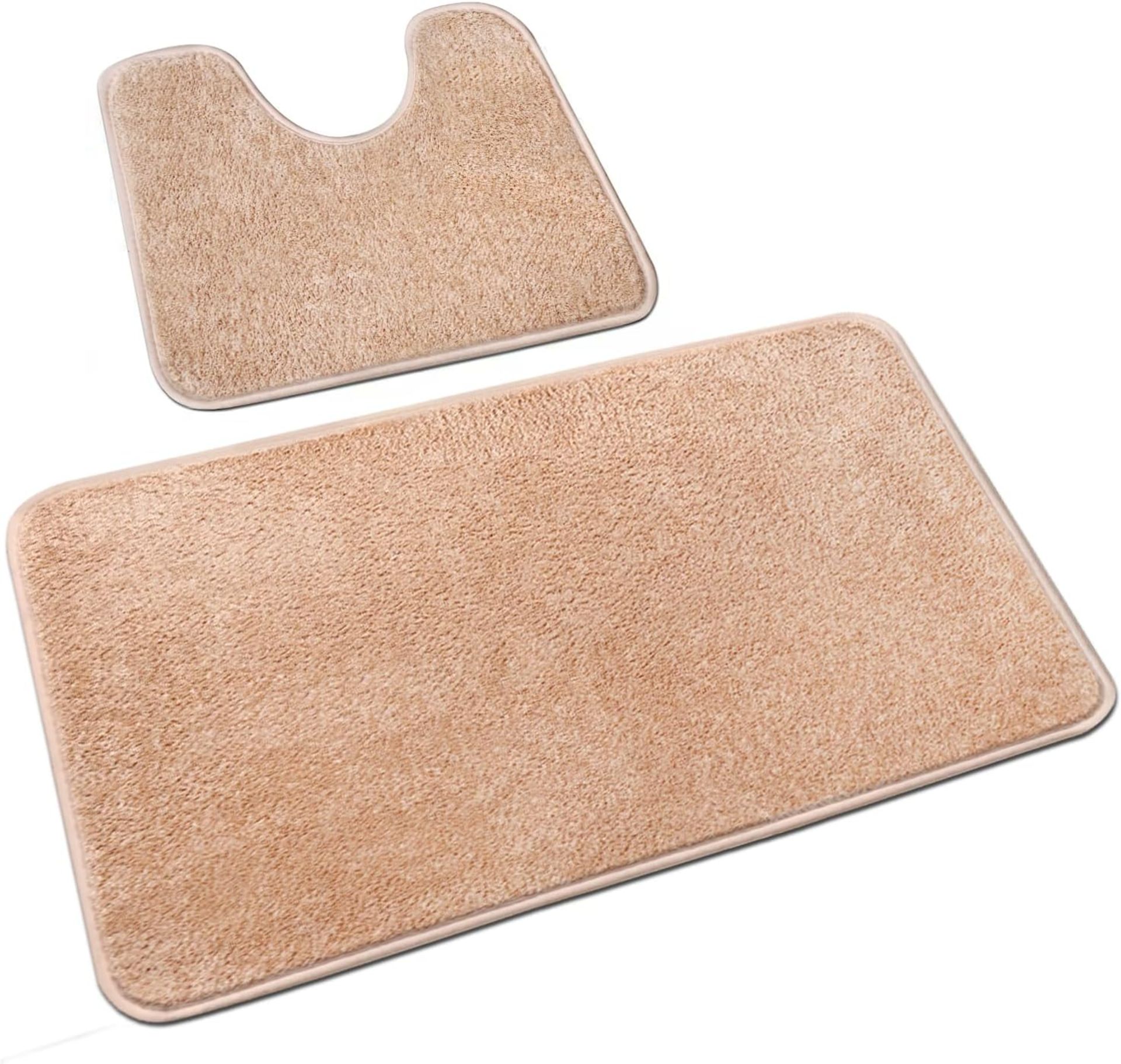 RRP £35 Set of 2 x Rururug Bath Mat Sets 2 Piece Washable Microfiber New Point Plastic Non-slip