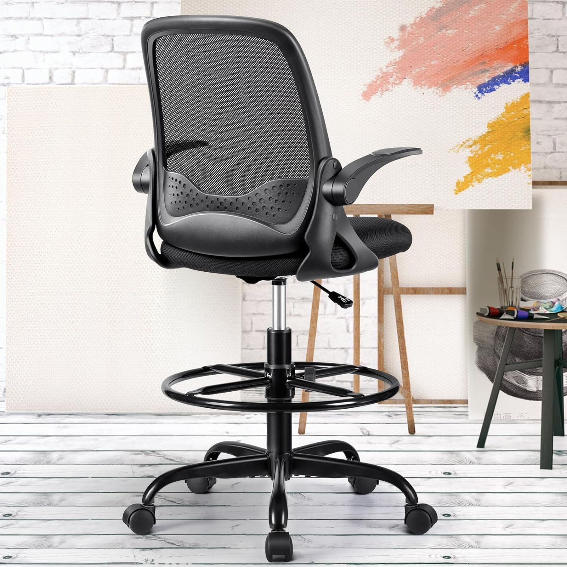 RRP £129 KERDOM Ergonomic Office Chair, Desk chair with Flip-up Armrests and Lumbar Support,