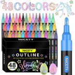 48 Colours Glitter Pens Outline Markers Pens - Gifts for 4-12 Year Old Girls Double Line shimmer