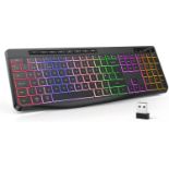 RRP £28.99 TECURS Wireless Keyboard QWERTY UK Layout, 2.4G Wireless Gaming Keyboard, LED Backlit,