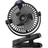 RRP £29.99 Minthouz Clip on Fan, 8000mAh USB-C Rechargeable Battery Operated Fan, 5 Speeds