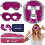 ProCIV Cold Face Mask Cooling Eye Mask Set, Gel Beads Hot & Cold Compress, Reusable Gel Face Mask,