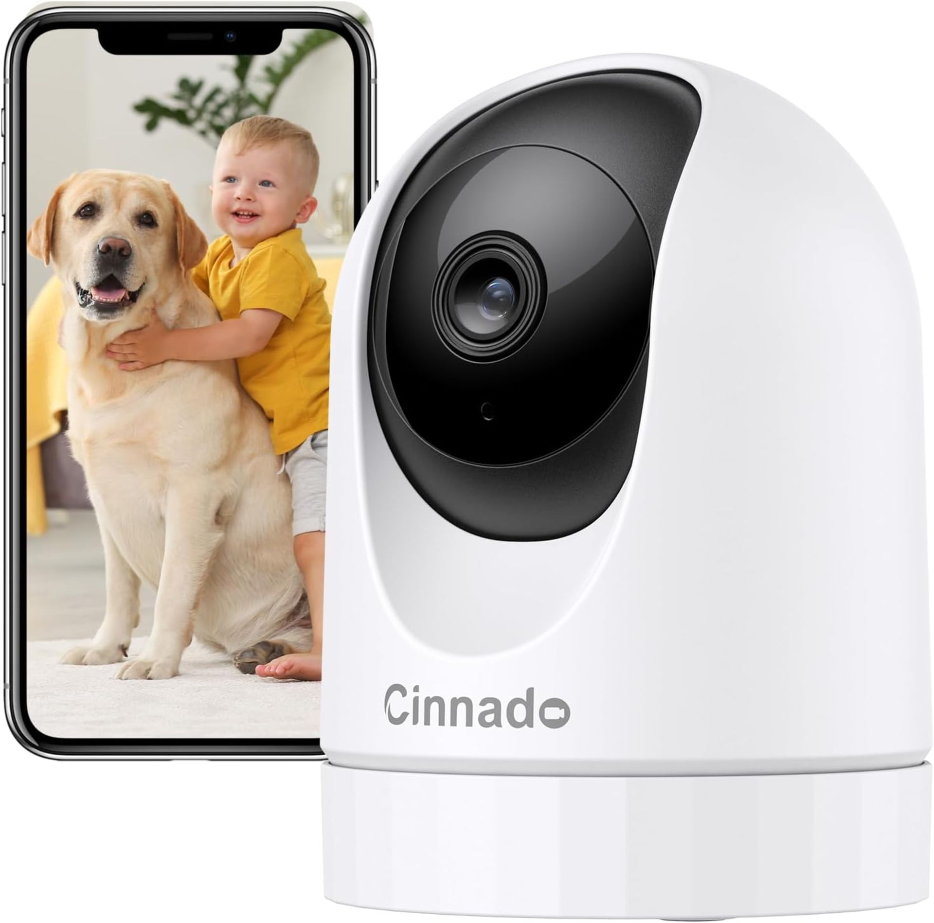 Cinnado WiFi Security Camera Indoor - 2K Pet Dog Cameras House Security with APP for Baby Monitor