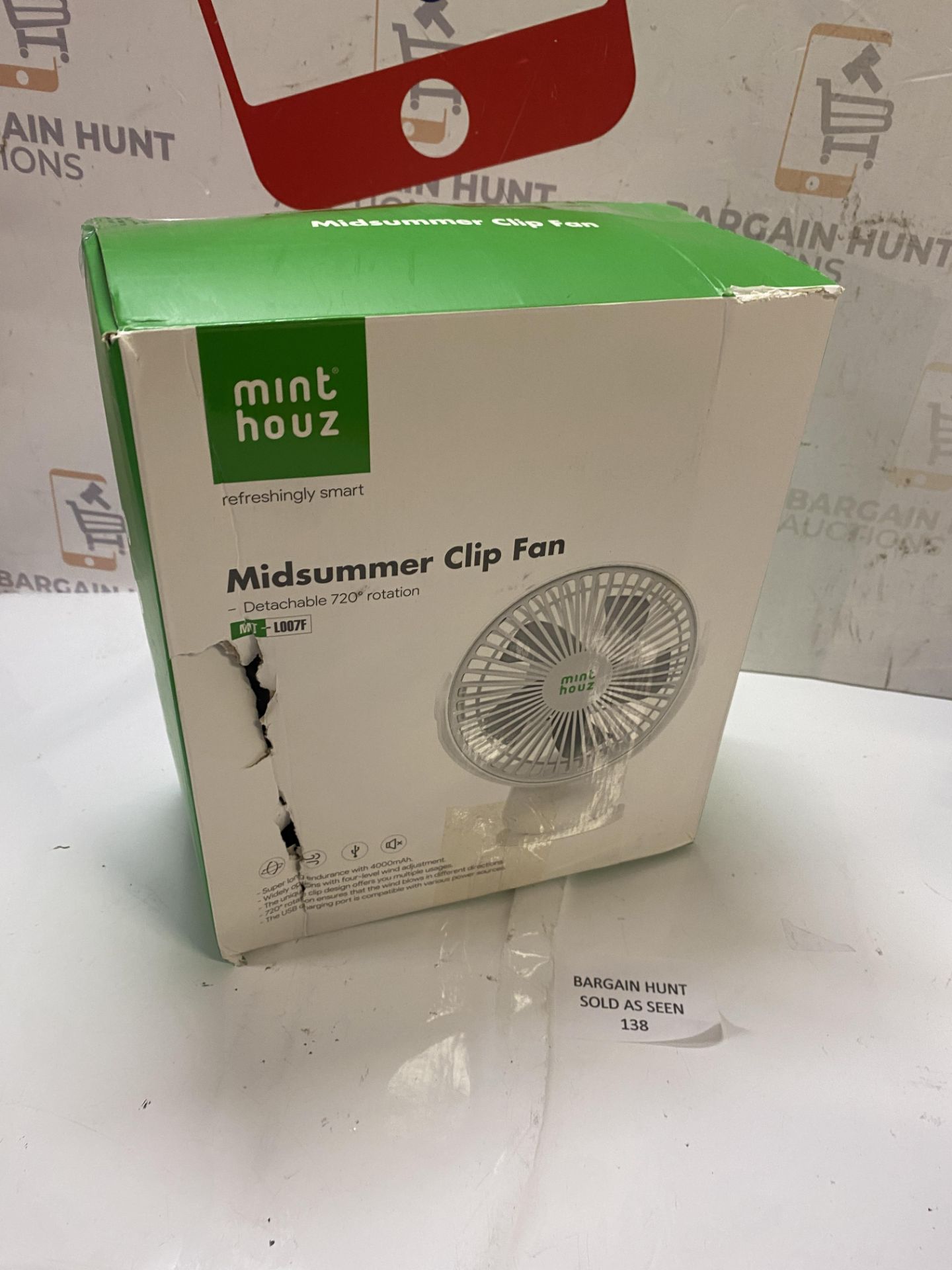 RRP £32.99 Minthouz Clip on Fan, 4000mAh Portable Fan Rechargeable Battery Operated Fan,Upgraded - Image 2 of 2