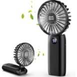 RRP £19.99 Minthouz Portable Handheld Fan, 5200mAh USB-C Rechargeable Battery Operated Fan, 5 Speeds