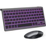 Seenda Bluetooth Backlit Keyboard and Mouse for iPad and iPhone, Wireless Rechargeable Multi-