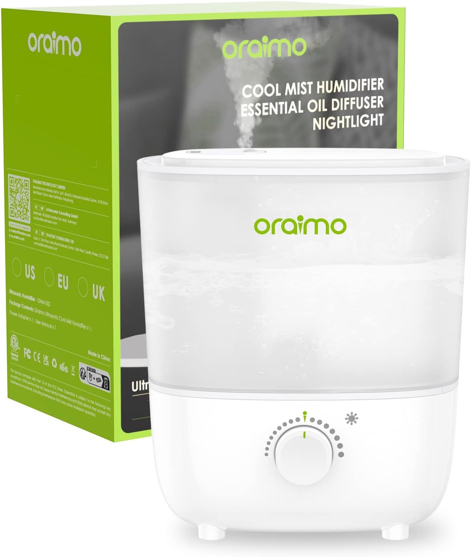 RRP £32.99 Oraimo Humidifiers, Top Fill Humidifier for Bedroom, 26dB Quiet, Easy to Clean, 2.5L