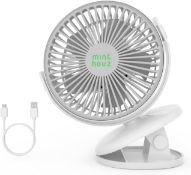 RRP £32.99 Minthouz Clip on Fan, 4000mAh Portable Fan Rechargeable Battery Operated Fan,Upgraded