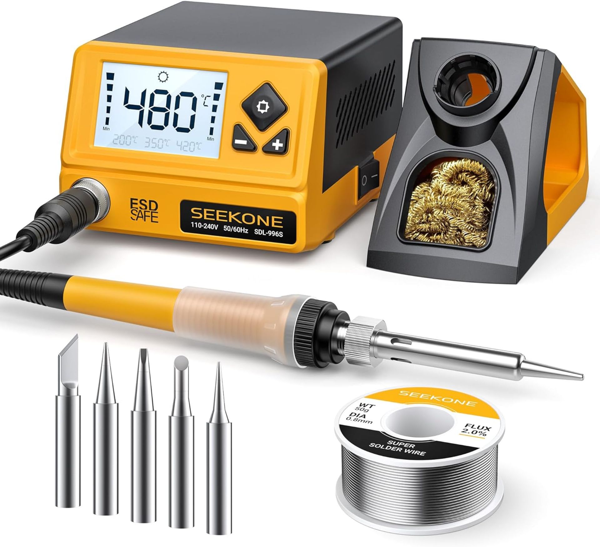 RRP £34.99 SEEKONE Soldering Station with LCD Display, Digital Solder Iron Station 60W 200?-480?