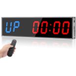 RRP £59.99 Gym Timer LED Interval Timer with Remote, Workout LED Large Digital Wall Clock with