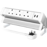 RRP £32.99 Desk Power Socket with 2 USB Slots, Extension Lead 3 Way Plug and 2 Desk Mount Clamp,
