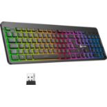 KLIM Light V2 Wireless Keyboard + Slim, Durable, Ergonomic + Backlit Wireless Gaming Keyboard For