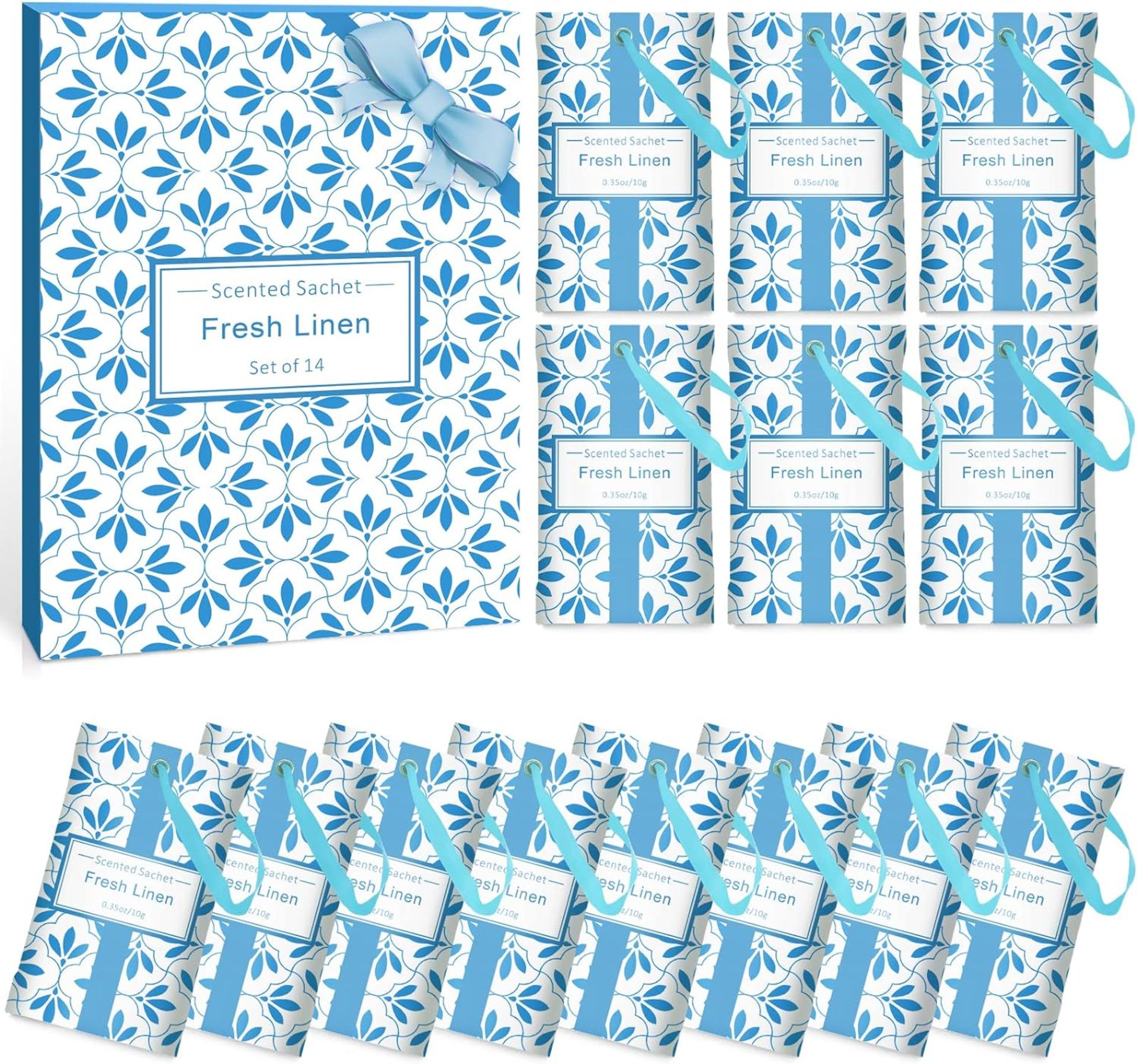 RRP £48 Set of 6 x SCENTORINI Scented Sachet, Linen Fragrance Sachets for Drawers, Closets,