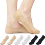 RRP £36 Set of 4 x 6-Pack Trainer Socks for Women, Invisible No Show Cushioned Sport Ankle Socks
