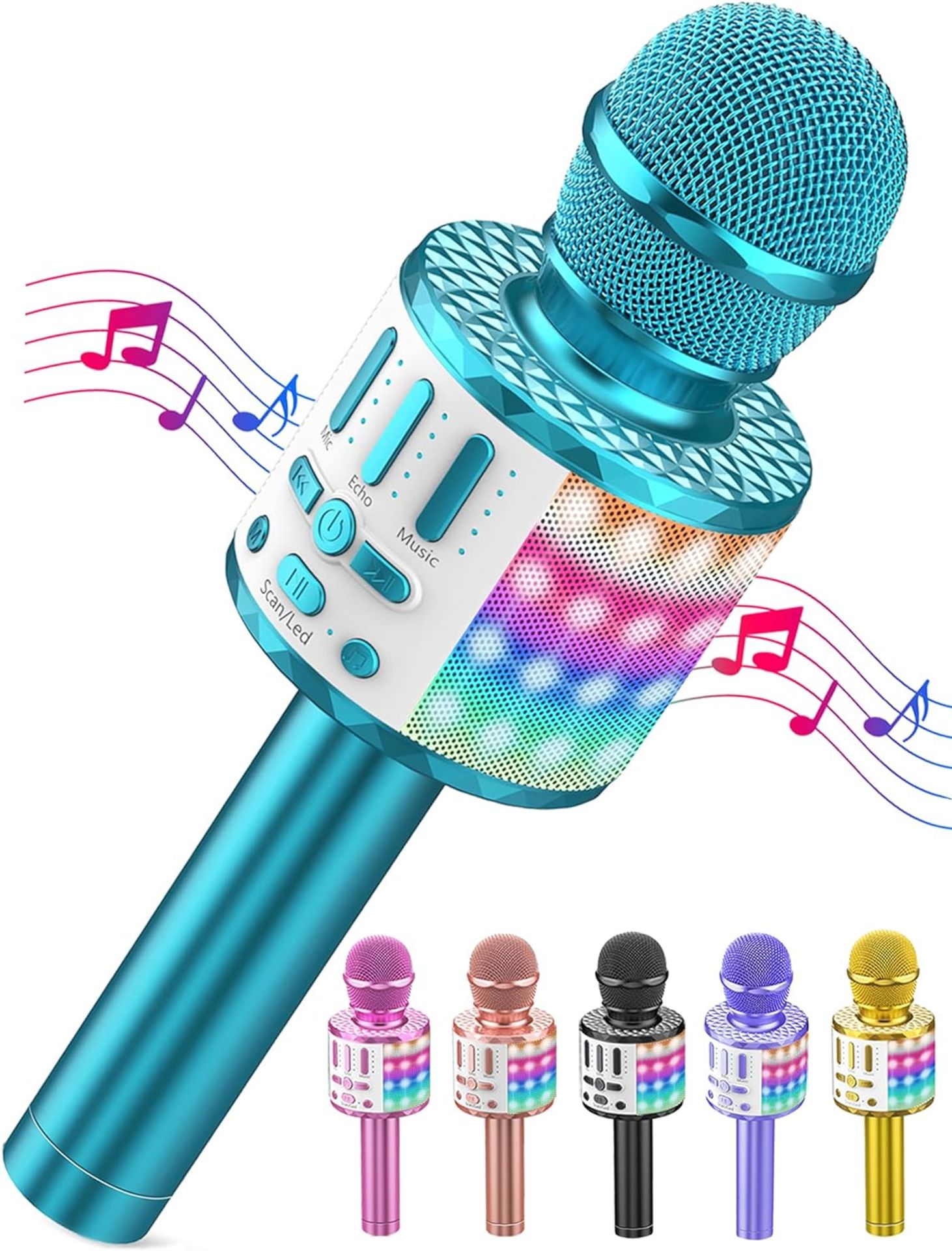 RRP £100 Lot of 7 x Wireless Microphone with Lights, Karaoke Bluetooth Microphone Speaker Machine