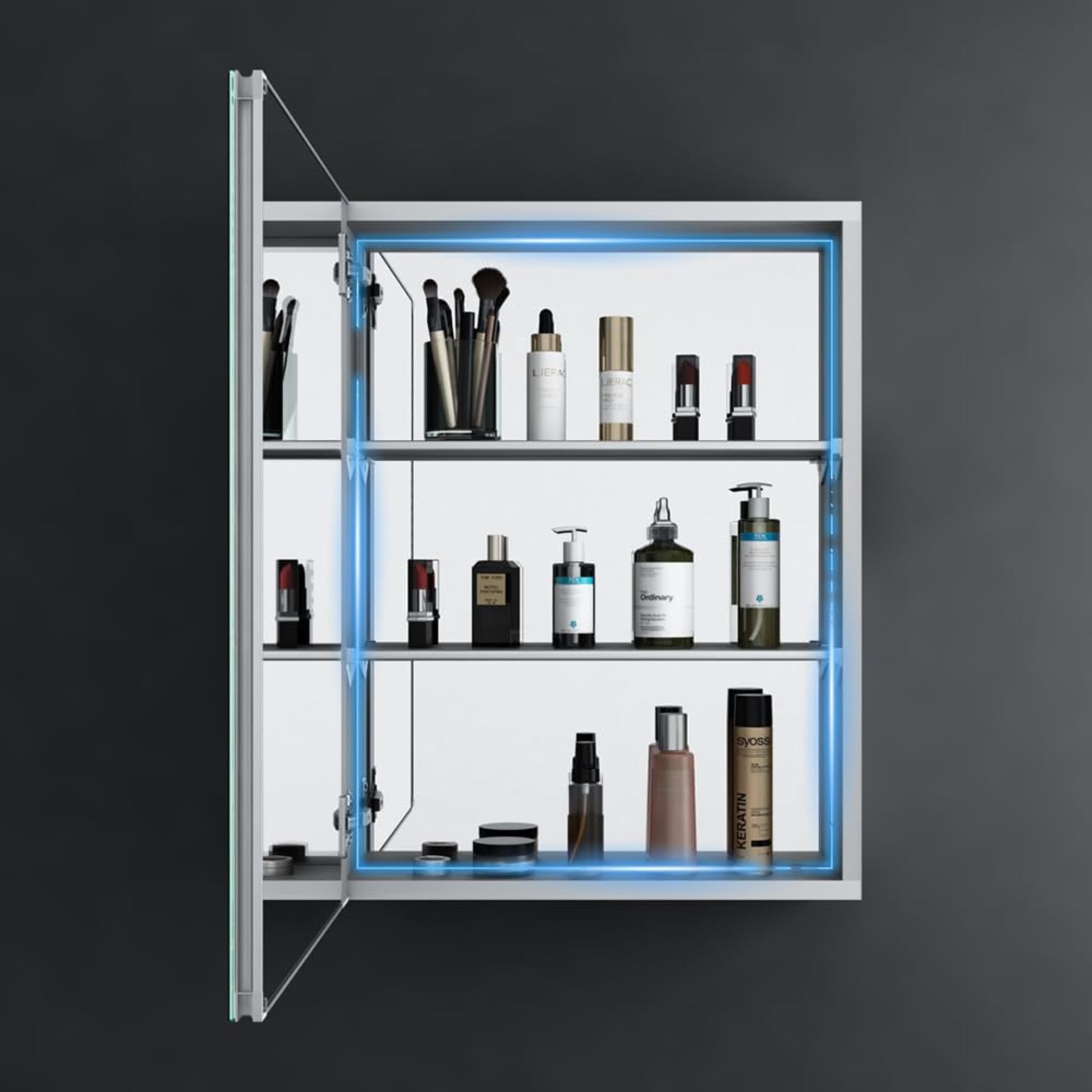 RRP £149 Tokvon® Limerence Bathroom Mirror Cabinet Wall Mounted Vanity Mirrored Cabinet with large - Image 4 of 5