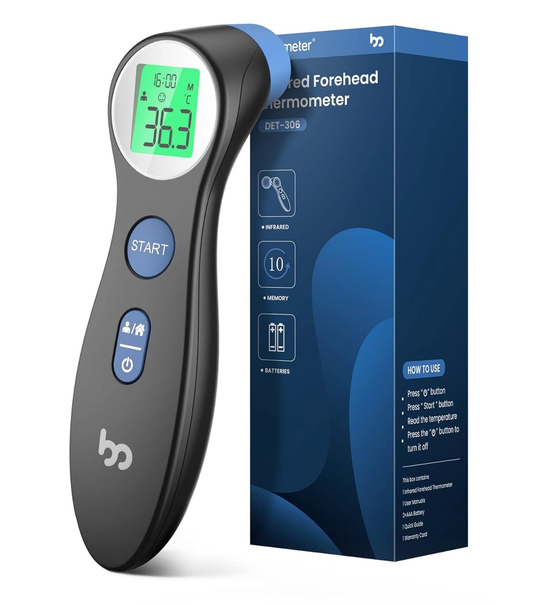 Forehead Thermometer for Adults Kids, Non Contact Touch Infrared LCD Display Digital Baby