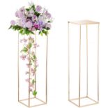 RRP £59.99 Gold Flower Stand Wedding Centrepieces - 2 Pcs Column Vases with Metal Panel Inweder