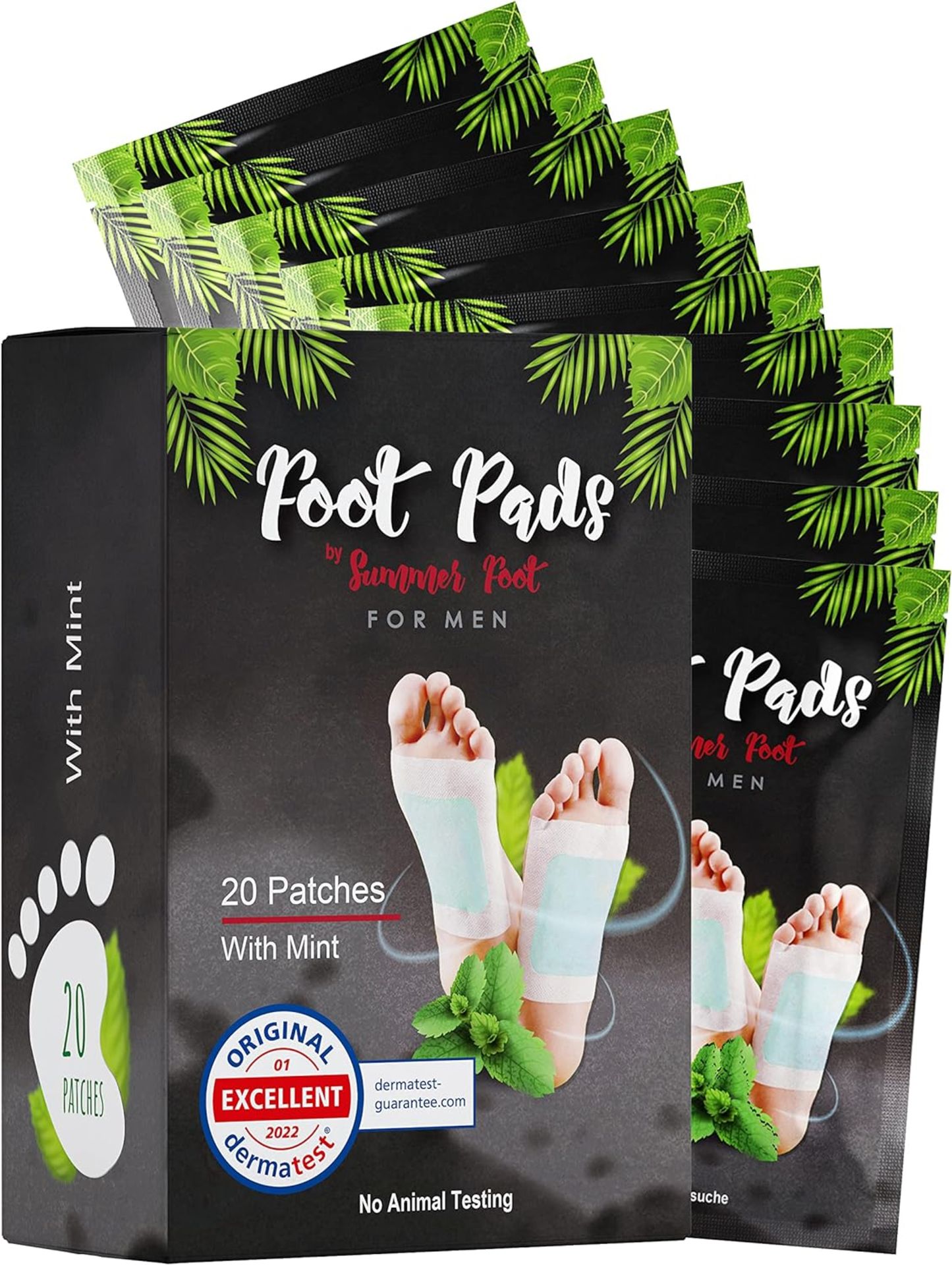 RRP £120 Set of 6 x Summer Foot 20 Pieces Premium Foot Pads Mint for Men - Peppermint Oil Foot