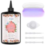 RRP £21.99 UV Resin Set with Lamp - 300 g Crystal Clear Glue, UV Hardening Epoxy Resin UV Lamp,